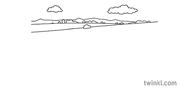 農村背景色的線戶外風景領域山棲息地eyfs黑白 Illustration