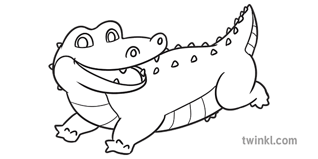 Crocodile Colouring Page Black and White RGB Illustration - Twinkl