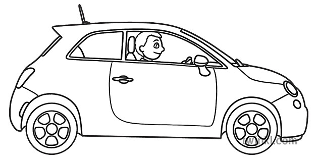 humans clipart black and white car