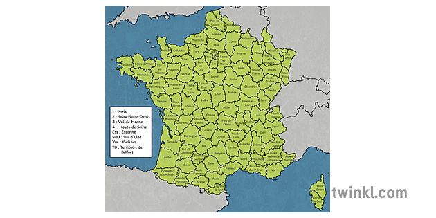 Departements De France Labellise Carte Ks2 Illustration Twinkl