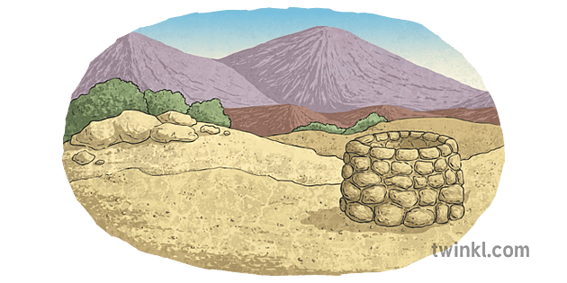 沙漠景观背景与撒拉和亚伯拉罕圣经ni宗教ks2 4 Illustration