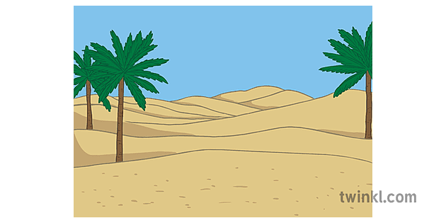 沙漠場景棕櫚樹背景彩色的線ks1 Illustration Twinkl