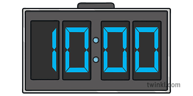 Digital Clock 10 Oclock Telling Time Numbers Scotland Ks1 Illustration