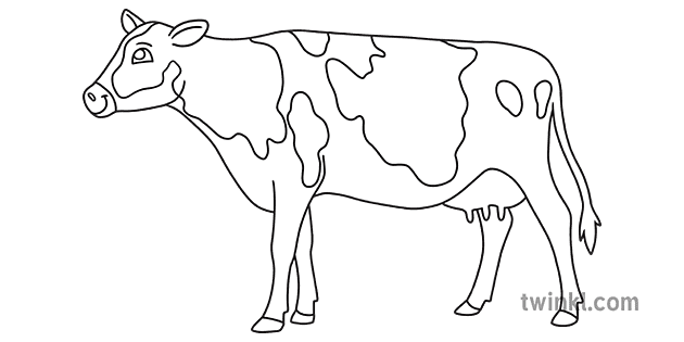EYFS Cow Black and White RGB Illustration - Twinkl