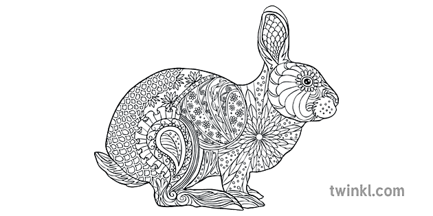 Easter Bunny Rabbit Mindfulness Colouring Y Pasg Wales KS2 Illustration