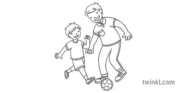 padre e hijo jugando futbol temas dia del padre ks1 blanco y negro