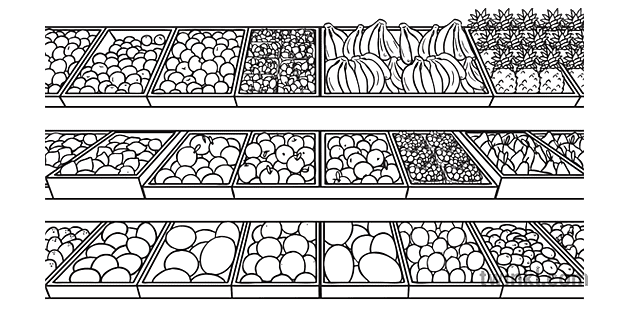 izithelo aisle grocery food supermarket healthy eating ks1 black and white