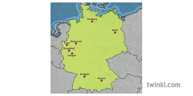 Deutschland Stadte Karte Deutschland Berlin Dusseldorf Geographie Haas Ks2