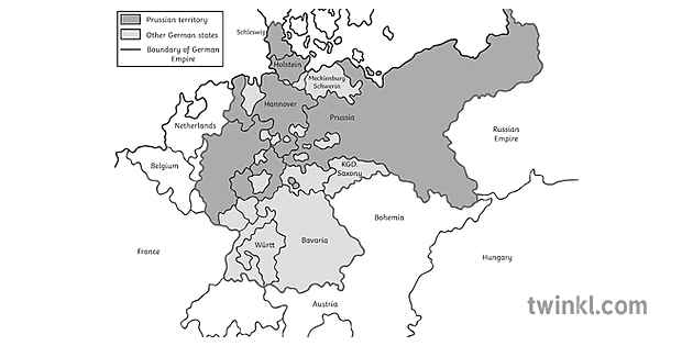 Germany Prussia Map History Secondary Bw Rgb Illustration Twinkl