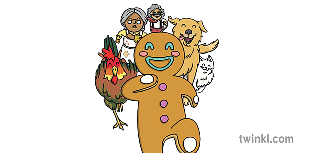 ขนมปังขิงคนวิ่งจาก cockeral dog cat and old couple the Gingerbread man ebook