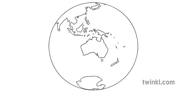 Globe Australia Map EYFS KS1 Bw RGB Illustration - Twinkl