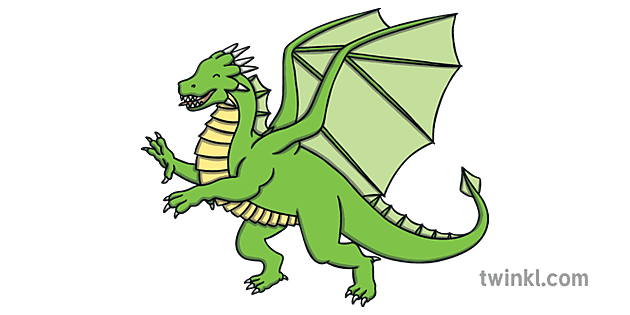 Green Dragon Mythical Creatures St George Fantasy Fairytale KS1 Illustration
