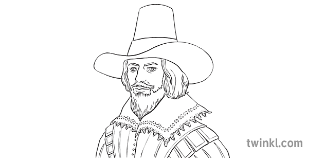 guy fawkes blanco y negro Illustration - Twinkl