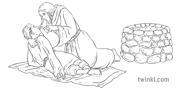 Hagar Giving Ishmael Water Beside Well No Background Sarah