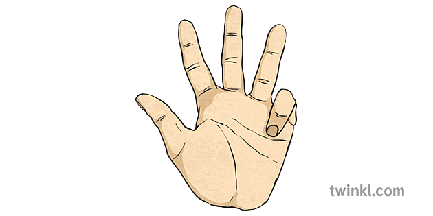 hånd med tommelfinger og tre fingre op Illustration - Twinkl