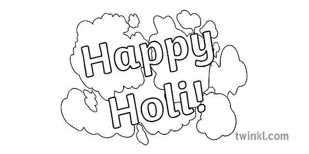 Coloriage Joyeux Holi Texte Holi Festival Ks1 Illustration Twinkl