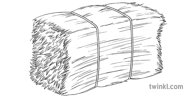 Hay Bale Black And White Illustration Twinkl