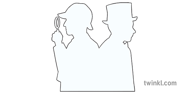 霍姆斯和沃森的剪影英語夏洛克 道爾字符二次黑色和白色rgb Illustration Twinkl 霍姆斯和沃森的剪影英語夏洛克 道爾字符二次黑色和白色rgb Illustration Twinkl