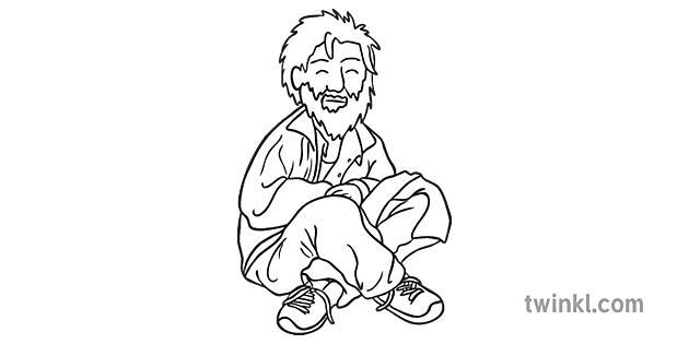 Homeless Person Man Sitting Poverty Poor Ks1 Black And White Rgb Illustration