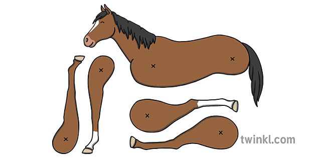 Horse Farm Animal Beast Of Burden Mammal Split Pin Puppet KS1 Illustration -