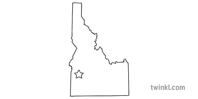 Idaho Esquema Mapa Del Estado De Estados Unidos Boise Capital Ks1 Blanco Y