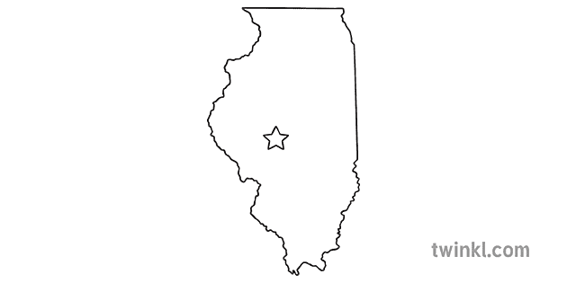Illinois Outline Usa State Map Springfield Capital Ks1 In Bianco E Nero 1916