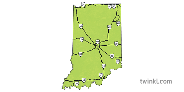 Indiana Highway Highways Map KS2 