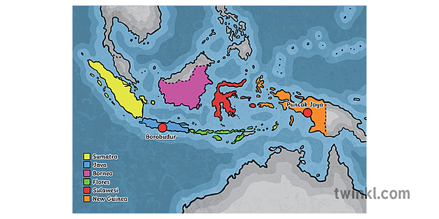 indonesia maantieteellisten piirteiden ks2 kartta vuosi 6 hass maantiede  aasia