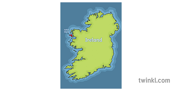 Ireland and Achill Island Map Illustration - Twinkl