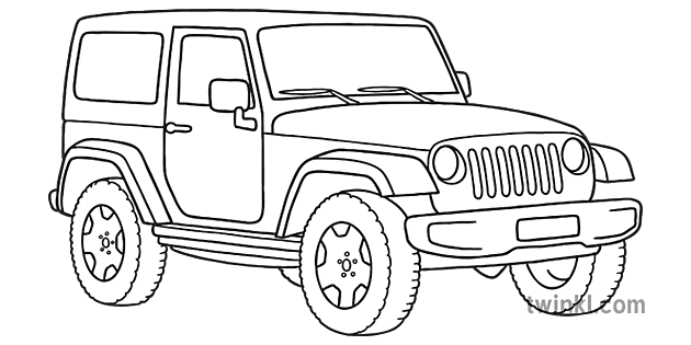 ジープ 4 X 4 トラック 全地形対応車 Ks1 白黒 Illustration