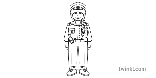 KS1 Indian Traffic Police Female Black and White RGB Illustration - Twinkl