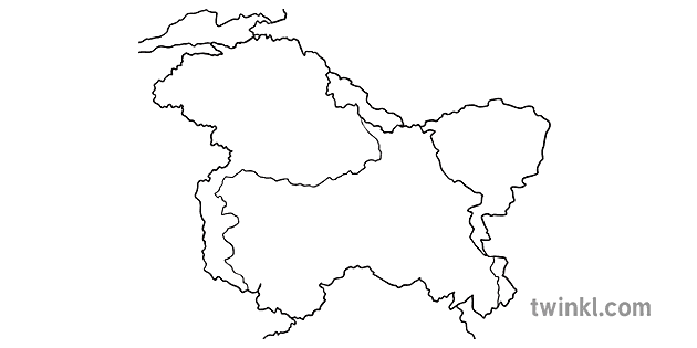 kashmir map map history secondary bw rgb Illustration - Twinkl