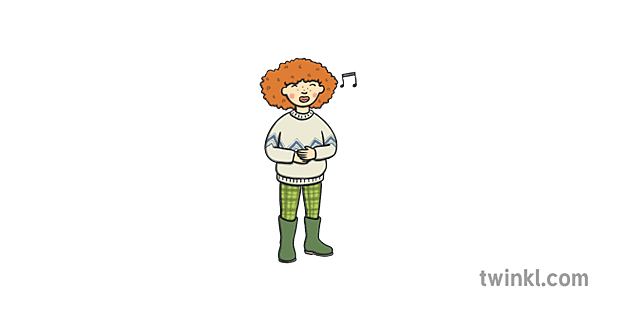 A colour illustration of katie morag singing. It can be used for any lessons on misc.