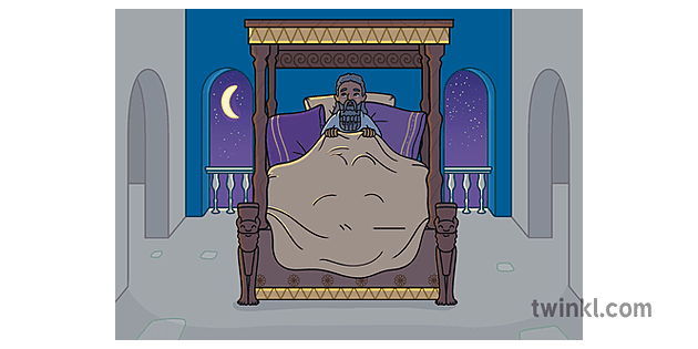 King Nebuchadnezzar Waking From Dream Illustration - Twinkl