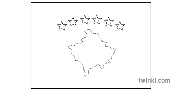 bandiera kosovo geografia paese ks2 bianco e nero rgb Illustration - Twinkl