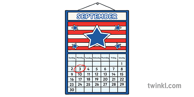 勞動節日曆慶祝美國九月ks1 Illustration Twinkl