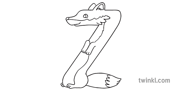 letter z zorro fox spanish alphabet animals ks1 black and white rgb