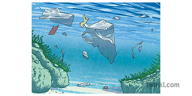 ごみとごみが海に捨てられた汚染 海 Ks2 Illustration Twinkl
