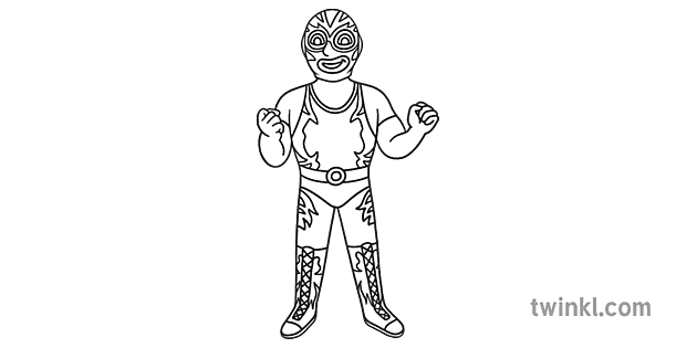 Luchador Wrestler Black And White Rgb Illustration - Twinkl