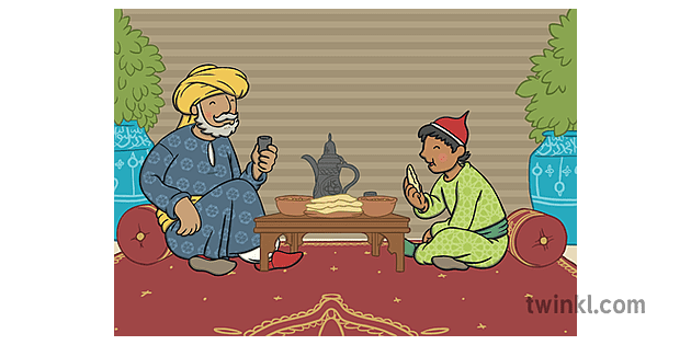 आदमी और लड़का खाने वाला Illustration - Twinkl