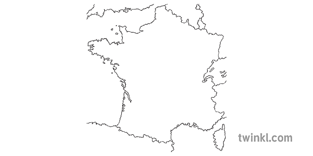 map of france france ks3 bw rgb Illustration - Twinkl