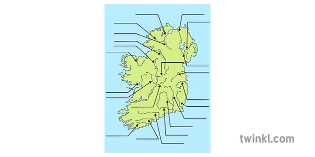 Map Of Ireland With Blank River Labels Illustration - Twinkl