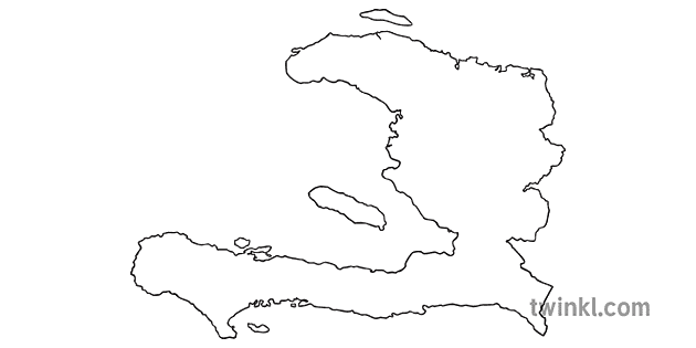 mapa outline of haiti country shapes flag continents ks1 black and ...