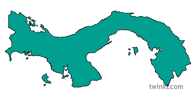 Map Outline of Panama Country Shapes Flag Continents KS1 Illustration