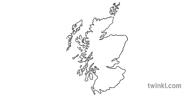 mapa outline of scotland country shapes flag continents ks1 black and white