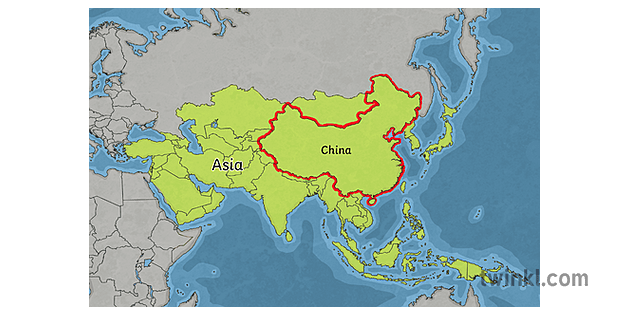 map of asia with china highlighted map ks2 year 6 hass geography asia ...