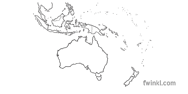 Australia Neighbouring Countries Map Mappa Dell&#39;Australia E Paesi Vicini Geografia Ks2 Bianco E Nero Rgb