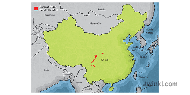 map of China with giant panda distribution highlighted map year 6 hass