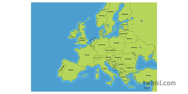 mapa europy rozszerzony atlas geograficzny wtórny Illustration - Twinkl