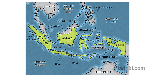 mapa indonézie juh pacifik mapy geografia ks2 Illustration - Twinkl